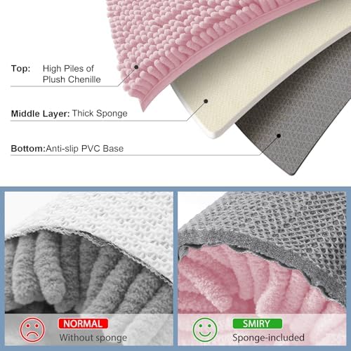 Smiry Bathroom Rugs 24X16, Luxury Chenille Extra Soft Absorbent Bath Mat