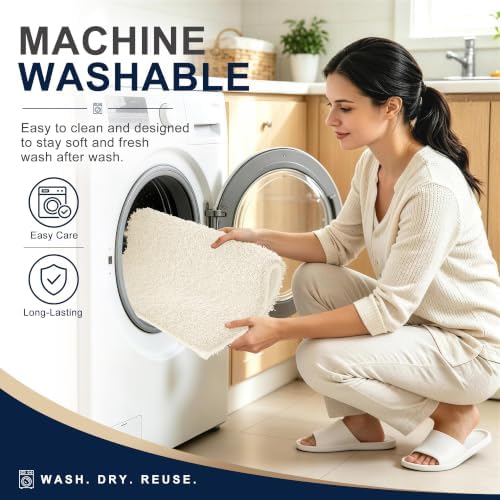 OLANLY Microfiber Small Bathroom Rugs 24x16, Soft Absorbent Bath Mat, White