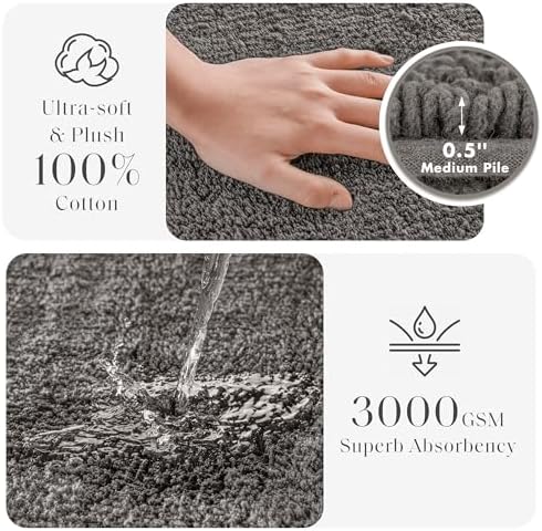 Madison Park Splendor Reversible 100% Cotton Bath Rug, 17 x 24, Charcoal