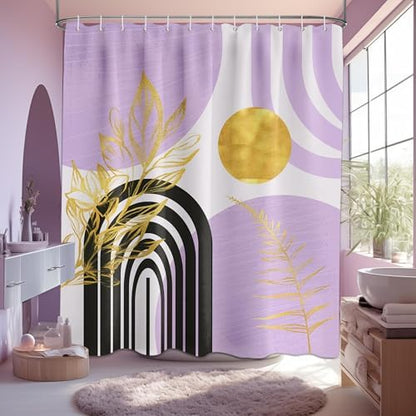Light Purple Extra Long Shower Curtain, Tall 72X78 in, Mid Century