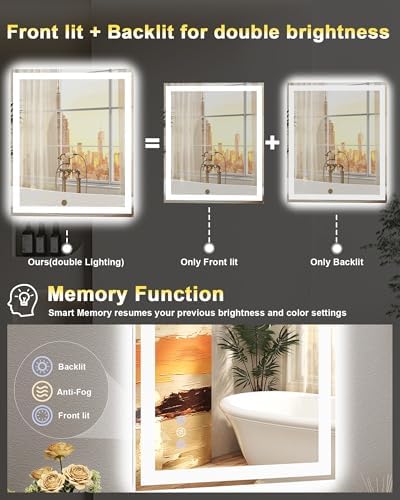 20x28 LED Bathroom Mirror, 6000LM, Separate Front and Back Lights