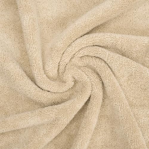 American Soft Linen Salem Washcloth Sets, 4 Piece Luxury 600 GSM 100% Cotton Washcloths for Bathroom, 13x13 inches Washrags Premium Quality Hand Face Towels, Beige