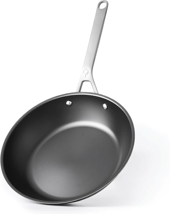 Tri Ply Carbon Steel 9.5" Frying Pan - Naturally Nonstick Nitrided Carbon Steel Pan Better than Cast Iron - Lightweight, Non Toxic Cookware, No Coatings - Induction Ready Skillet