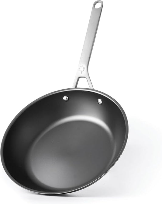 Tri Ply Carbon Steel 9.5" Frying Pan - Naturally Nonstick Nitrided Carbon Steel Pan Better than Cast Iron - Lightweight, Non Toxic Cookware, No Coatings - Induction Ready Skillet