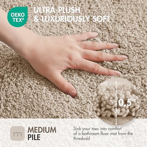 Madison Park Evan 100% Cotton Bath Rug Plush Absorbent, 24" x 40", Taupe