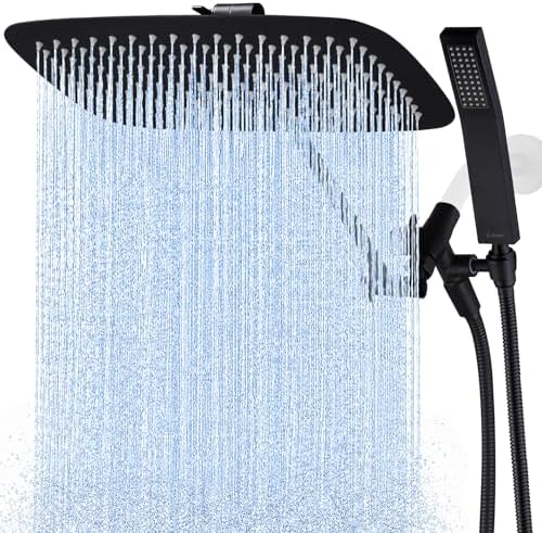 G-Promise All Metal 16" Rain Shower Head with Handheld for Bathroom Upgrade