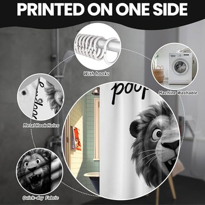 Small Stall Shower Curtain Rv are You Pooping Lion, 48 x 72 Inchs