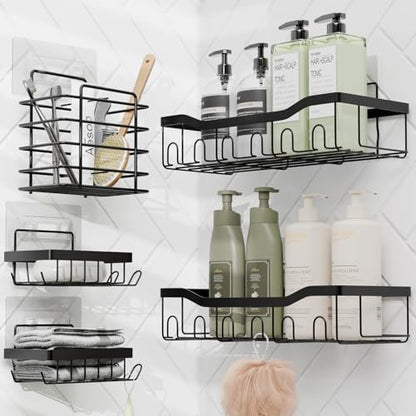 Clara Clark Bathroom Set - Christmas Bathroom Accessories Set, 14PC Bathroom Accessory Set, Christmas Bathroom Sets with Bathroom Rugs, Adhesive Corner Shower Caddy Hanging, Toilet Brush & Trash Can