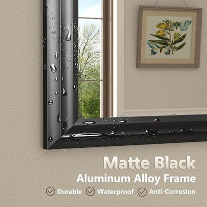 28x32 Inch Black Matte Bathroom Mirror for Wall