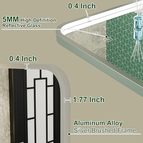24"x32" Silver LED Bathroom Mirror,Adjust 3000K/4500K/6000K Light