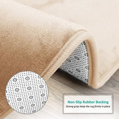Clara Clark Bathroom Rugs, Velvet Memory Foam Bath Mat, Non-Slip, Machine Washable Bath Rugs - Dries Quickly, Ultra Soft Plush Bath Mats for Bathroom, 20 x 32, Cream