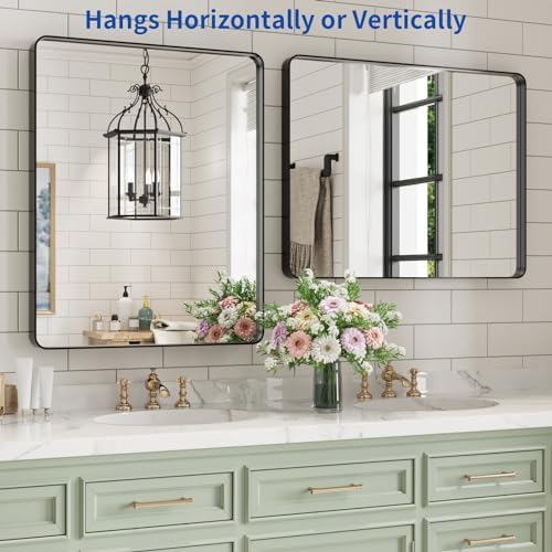 WEER Black Bathroom Vanity Mirror 24X30 Inch