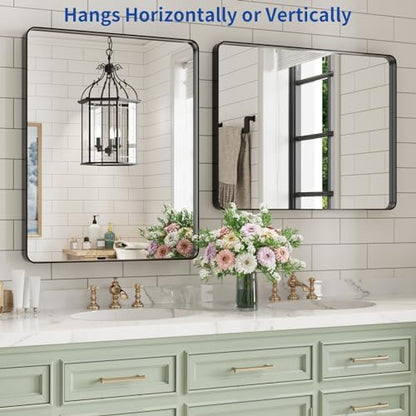 WEER Black Bathroom Vanity Mirror 24X30 Inch