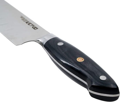 Ketuo Professional Chef Knife Damascus Carbon Steel with Laser Pattern Blade and Black Pakka Wood (7 Inch Santoku Knife)