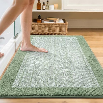 48x32 Large Bathroom Rugs Non Slip Washable, Soft Absorbent Bath Mat Green
