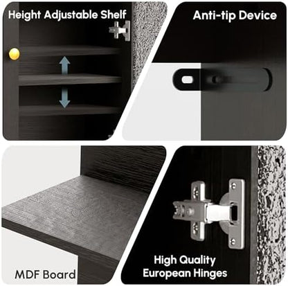 HMstone Over The Toilet Storage Cabinet, Arched Bathroom Organizer and Storage with Acrylic Doors and Adjustable Shelf, Space Saver Freestanding Bathroom Modern Storage Cabinet Over Toilet Dark Brown
