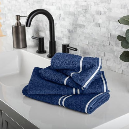 Lavish Home Bathroom Towels Set, Bathroom Essentials, Navy, Set of 8
