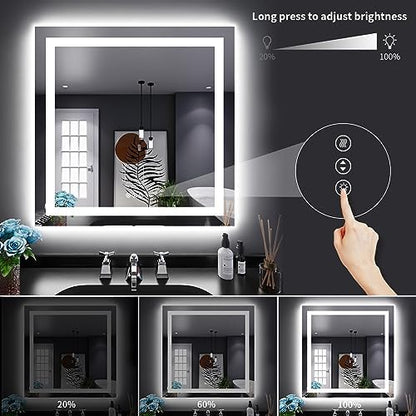 LOAAO 32"X32" LED Bathroom Mirror with Lights, UL Listed
