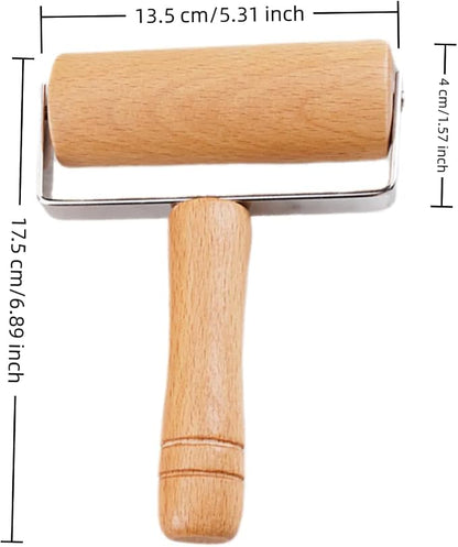 Stainless Steel & Beechwood Rolling Pin with Adjustable Thickness - Ergonomic Dumpling/Pasta Maker、Pizza, Kitchen Tool for Home Chefs, Dishwasher Safe & Rustproof Design (T)