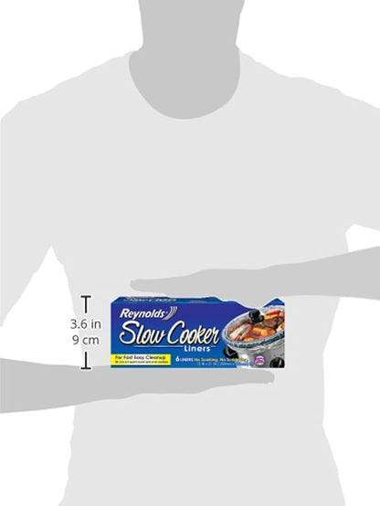 Reynolds Kitchens Slow Cooker Liners, 6 Pack, Fits 3-8 Quart Round and Oval Slow Cookers, BPA-Free Nylon Blend Construction, Heat-Resistant Up to 400F, Prevents Stuck on Food