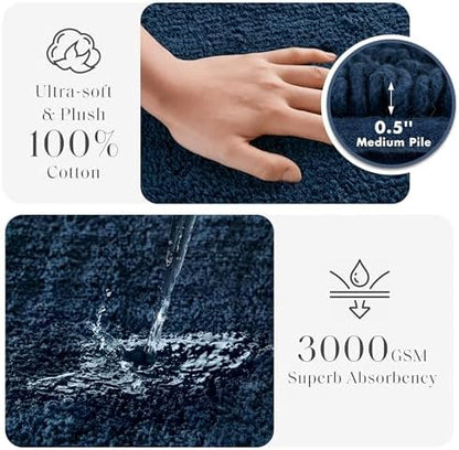 Madison Park Splendor Reversible 100% Cotton Bath Rug, 20 x 30, Navy