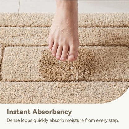 GRANNY SAYS Khaki Bathroom Rug 24" x 36", Non-Slip Microfiber Bath Mat