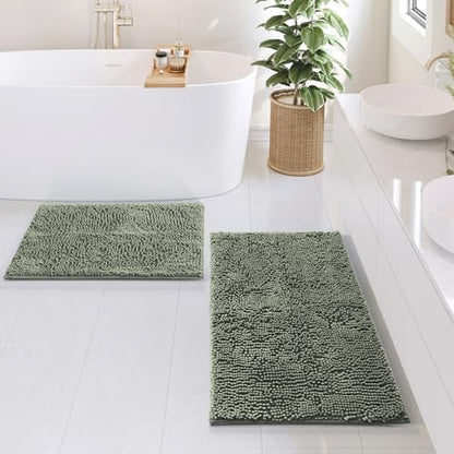 Hearth & Harbor Bathroom Rugs, Chenille Bath Mat - Machine Washable Bath Mats for Bathroom Non-Slip Backing Rubber, Quick Dry Bathroom Mat
