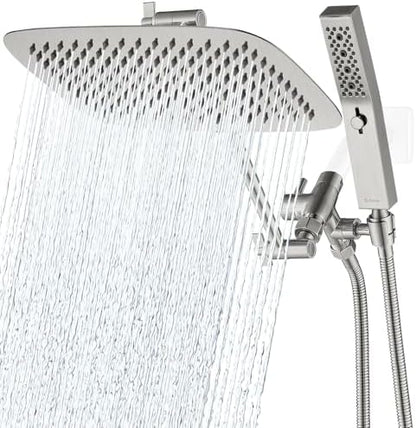G-Promise All Metal 12" Rain Shower Head with Handheld for Bathroom Upgrade