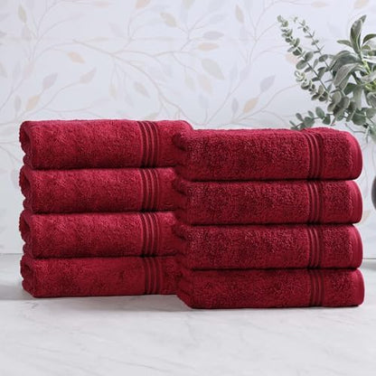 Superior Egyptian Cotton Bath Towel Set, Towels For Home Bathroom, Master, Guest Bath, Decor Essentials, Quick Dry, Absorbent, Large Body Towels, Spa, Hotel, Resort, Adult, Kids, Set of 8, Burgundy