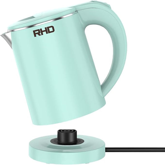 RHD 0.5L Small Portable Electric Kettles for Boiling Water, Stainless Steel Travel Kettle, 600W Fast Boil Teapot, Auto Shut-Off, Tea Kettle & Hot Water Boiler Perfect For Travel, Coffee, Tea (Green)