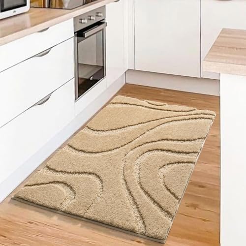DEXDE Bathroom Rugs Non Slip Bath Mats Carpet for Shower Floor 20x32 Beige