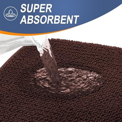 OLANLY Memory Foam Large Bathroom Rugs 40x32, Absorbent Bath Mat, Brown