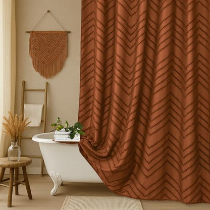 Orange Boho Fabric Shower Curtain 72 x 90 Inches
