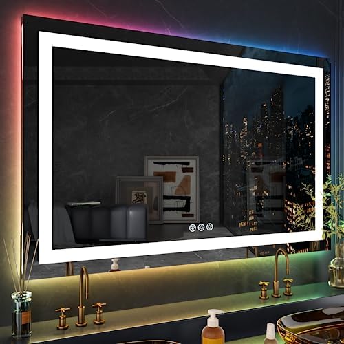 LOAAO 60"X28" RGB LED Bathroom Mirror with Lights, UL Listed