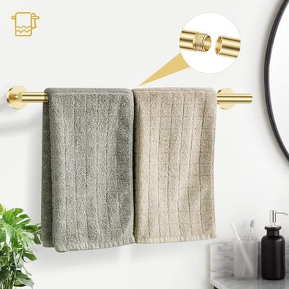 TURS Brushed Gold 5-Piece Bathroom Hardware Set Towel Bar Set SUS304 Stainless Steel Towel Racks for Bathroom Wall Mounted, 23.6-Inch
