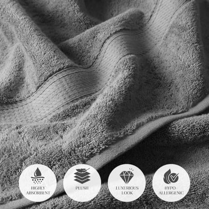 Superior Egyptian Cotton Plush & Absorbent, Bath Towel Set of 4, Charcoal