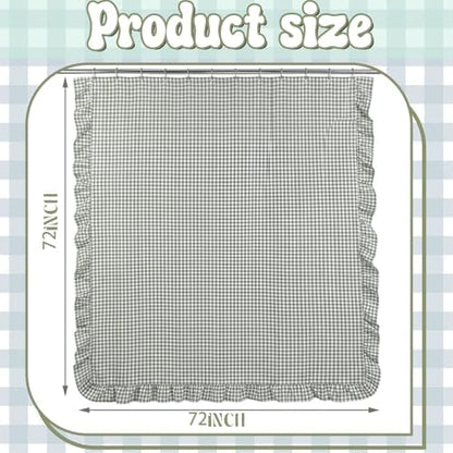 HunnmingRe Ruffled Gingham Shower Curtain Sage Green