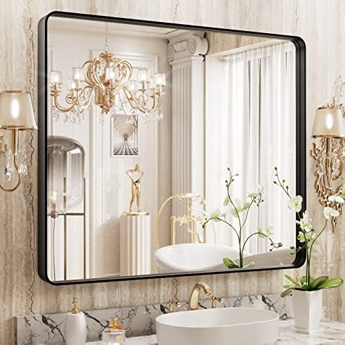 WEER Black Bathroom Vanity Mirror 36X30 Inch