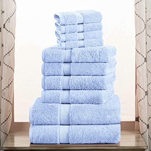 SUPERIOR Egyptian Cotton Ultra Plush & Absorbent, 10 Piece Set, Light Blue