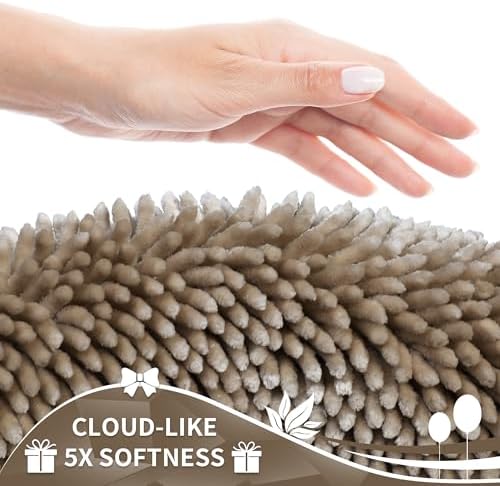 Yimobra Long Bathroom Rugs Runner 70x24 Inch, Extra Thick Soft Absorbent Chenille Bath Mat, Non Slip Machine Washable, Quick Dry Bath Rugs for Bathroom Floor, Tub and Shower, Camel