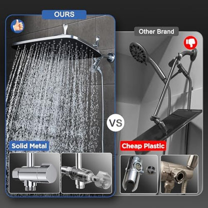 Veken 14" Wide Rain Shower Head with Handheld,Full Body Coverage & Spa-Like