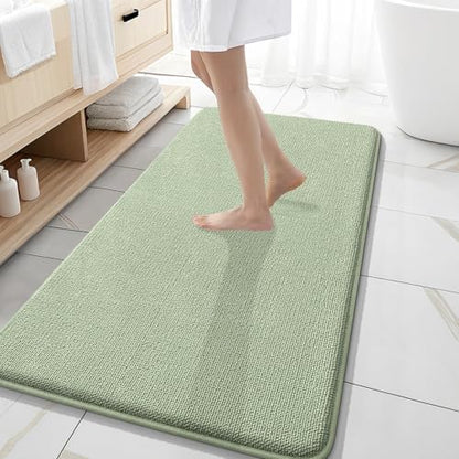 OLANLY Memory Foam Bathroom Runner Rugs 47x20, Long Bath Mats, Sage Green