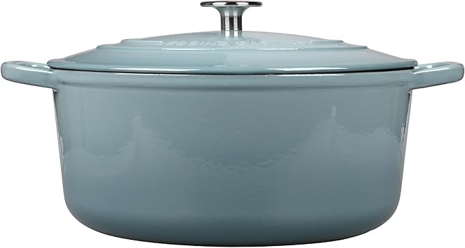 EDGING CASTING Enameled Dutch Ovens Cast Iron Dutch Oven Pot with Lid for Bread Baking, Cook, Dual Handle, 7 Quart, Seasalt