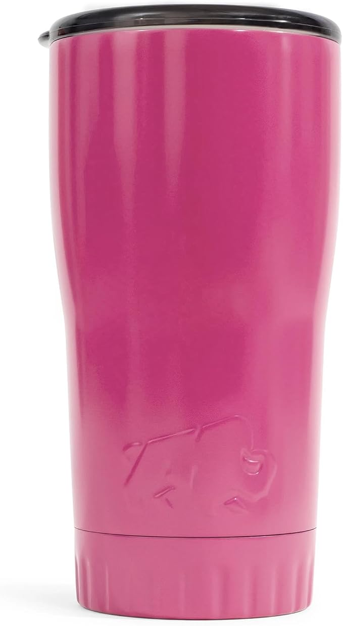 Silver Buffalo Double Walled Vacuum Insulated Stainless Steel Tumbler With Easy Sip Lid Keeps Hot and Cold, Travel Coffee Mug Clear Lid, 20 Ounces, Matte Pink