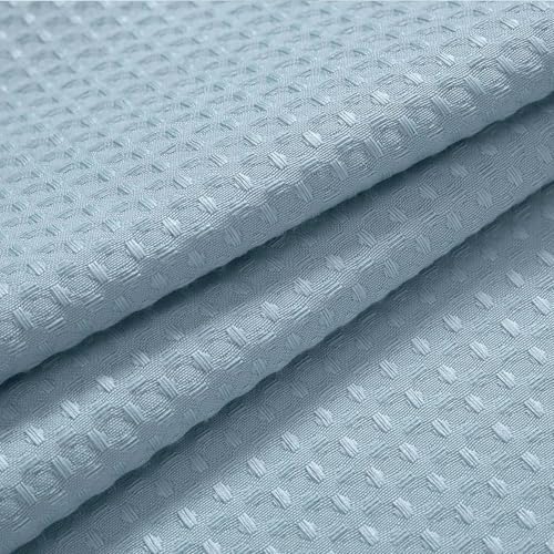 River Dream Heavyweight Waffle No Hook Shower Curtain with Liner,Blue,71x86
