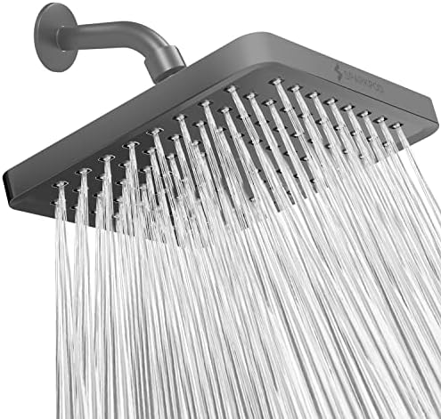 SparkPod Rain Shower Head, 8 Inch Square, Charcoal Grey Finish