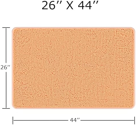 Yeaban Chenille Peach Bathroom Rug 26"x44", Non-Slip Rubber Backing