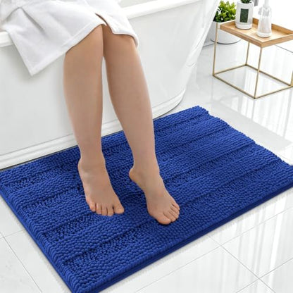 Smiry Thick Chenille Bathroom Rugs 36x24, Absorbent Bath Mat, Royal Blue