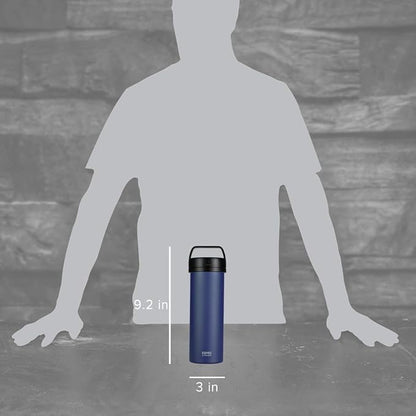 ESPRO Go P0 Ultralight French Press Coffee Maker for Travel, Vacuum Insulated Stainless Steel, 16 Ounces, Aegean Blue