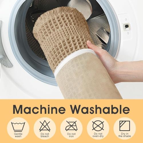 Upgrade Waffle Bath Mat Set 3 Piece, Boho Bathroom Rugs Absorbent Non Slip, Ultra Soft Bathroom Mat, Machine Washable Knit Bath Rugs with Tassels for Bathroom, Bedroom, Kitchen, Shower, Tub, Black
